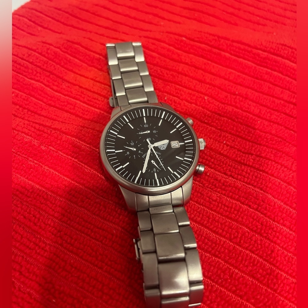 Emporio Armani Stainless‎ Steel Mens  Watch with Black Dial